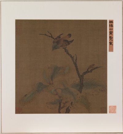 Vogel op een tak (inkt  kleur op zijde) door School Chinese
