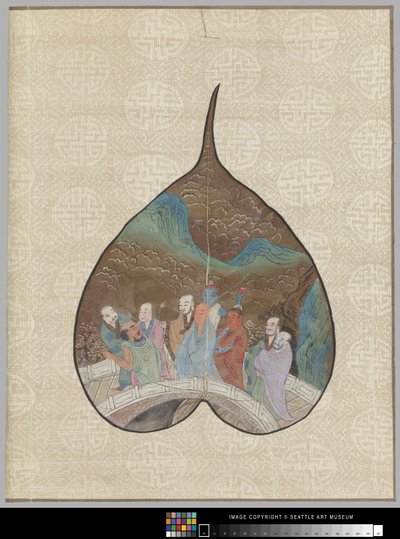 Bodhiblad met Luohan schilderij door School Chinese