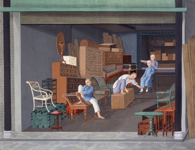 Europese kasten maken, ca. 1825 (gouache op papier) door School Chinese