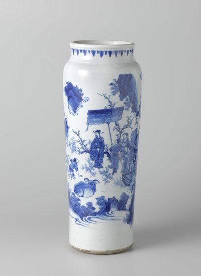 Rolwagen met figuren in een doorlopend landschap door School Chinese