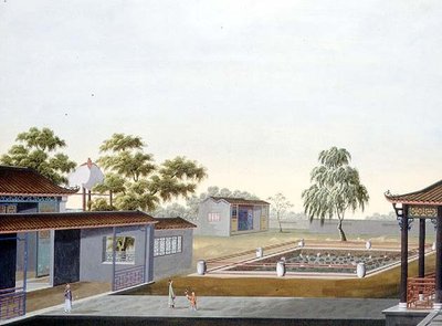 Ommuurde tuin, c.1820-40 door School Chinese