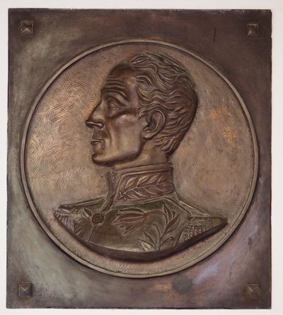 Simon Bolivar, bas-reliëf door School Colombian