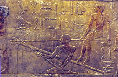 Mastaba/Tomb of Ti, Saqqara, 5e Dynastie, Scheepsbouw door School Egyptian