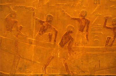 Mastaba/Tomb of Ti, Saqqara, 5e Dynastie, Scheepsbouw door School Egyptian