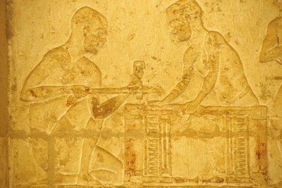 Tomb of Petosiris, Tuna el Gebel, 300 v.Chr., Timmerlieden aan het werk door School Egyptian