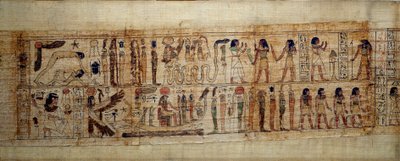 Oude Egyptische Kunst Mythologische Papyrus van Serimen door School Egyptian
