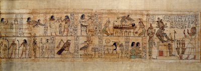Oude Egyptische Kunst Mythologische Papyrus van Serimen door School Egyptian
