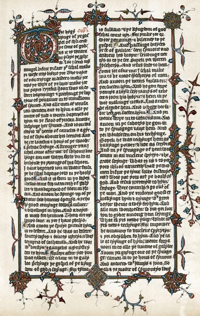 Kopie van een pagina uit het Marcus Evangelie, Wycliffe