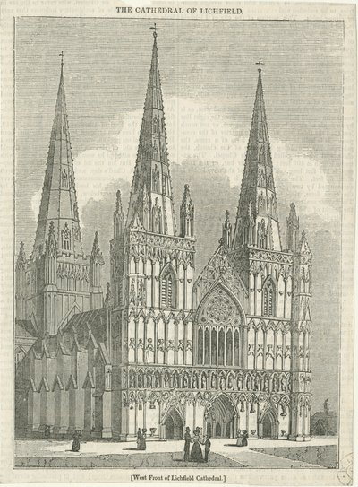 Lichfield Cathedral - West Front: houtsnede, nd [?19e eeuw] door School English