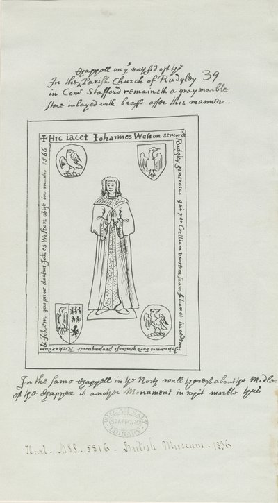 Rugeley Kerk (Oud) - Monument voor John Weston door School English