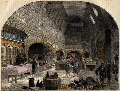 De 16e Eeuwse Keuken van Koningin Elizabeth I - gravure uit 