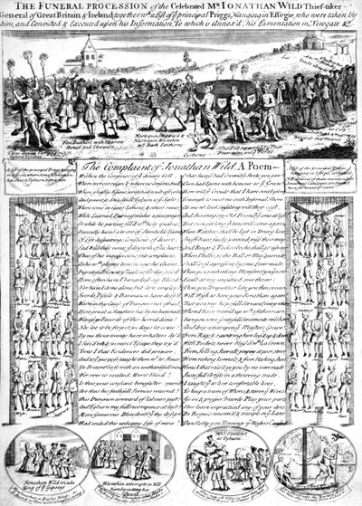 De begrafenisstoet van Jonathan Wild (gravure) (z/w foto) door School English