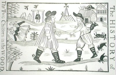 De geschiedenis van de twee kinderen in het bos, uit een verzameling chapbooks over esoterica, 14e-17e eeuw door School English