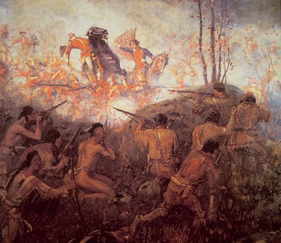 De dood van generaal Braddock nabij Fort Duquesne door School English