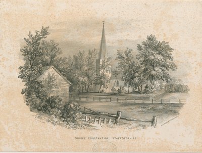 Thorpe Constantine Church (lithografie) door School English