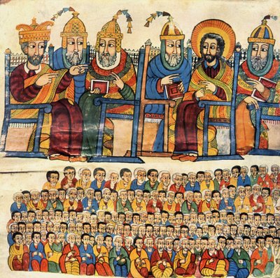 Concilie van Nicea gehouden in 325 door keizer Constantijn I door School Ethiopian