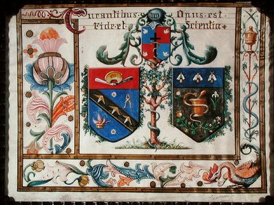 Wapenschilden van de barbier-chirurgen en de apothekers door School French