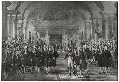 Generaal Bonaparte verkozen op 25 december 1797 tot de sectie van de mechanische kunsten van de sectie wetenschappen ter vervanging van Lazare Carnot aan de academie van wetenschappen in Parijs door School French