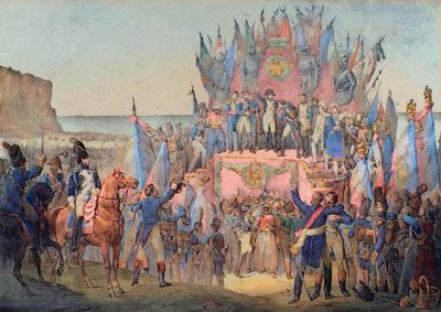 Militair Festival in Boulogne met Napoleon die sterren van het Legioen van Eer uitdeelt - Victor Adam door School French