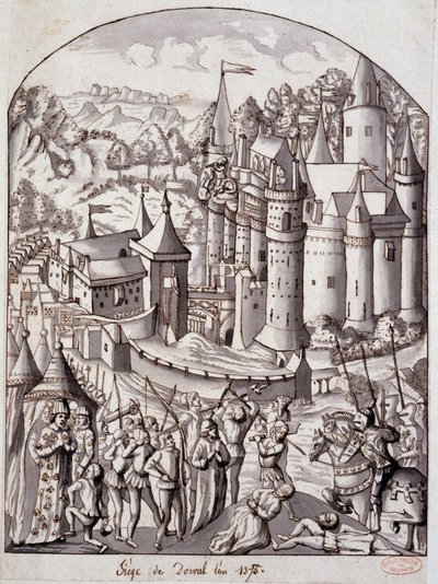 Beleg van Derval (Bretagne) in het jaar 1375 door School French