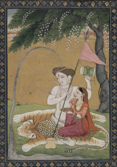 Shiva en Parvati op Tijgerhuid, c.1800 door School Guler