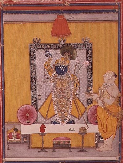 Afbeelding van Krishna met toegewijde door School Indian