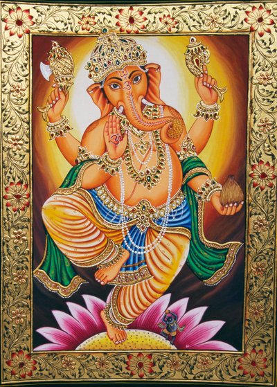 Heer Ganesha Ganpati Miniatuurschilderij op Papier door School Indian
