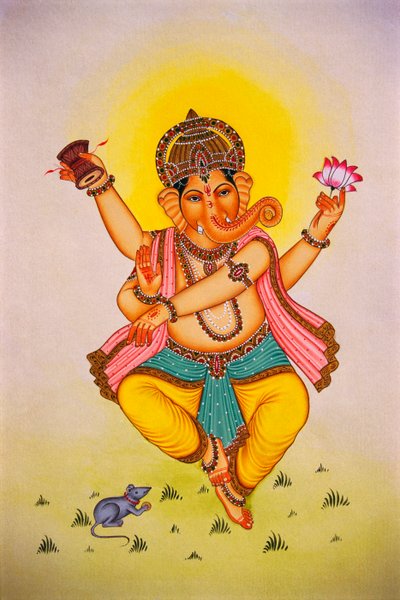 Heer Ganesha Ganpati in dansende stemming door School Indian