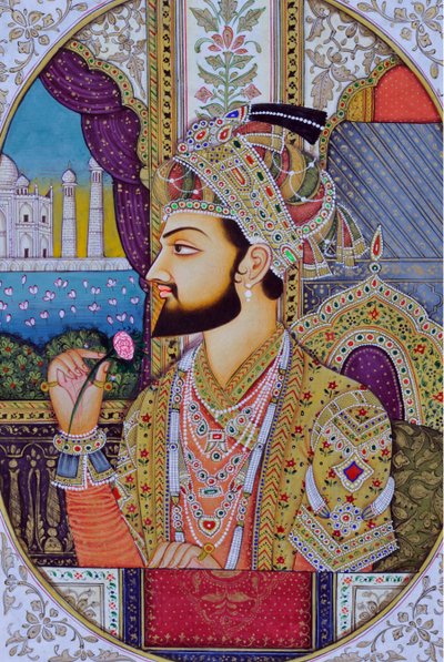 Miniatuurschilderij van Mughal keizer Shah Jahan, India, Azië door School Indian