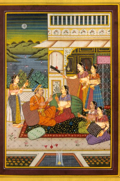 Mughal miniatuurschilderij, liefdesscènes, India door School Indian