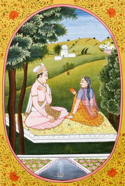 Jaar kalenderafbeelding en schilderij voor een hindoeïstische maand Ash Ad, India door School Indian