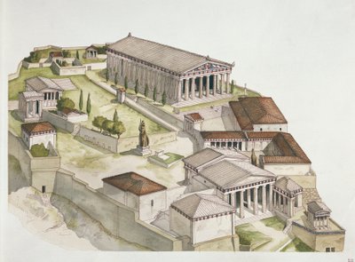 Oud Athene - reconstructie van de Akropolis, 5e eeuw v.Chr. door School Italian