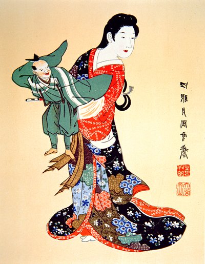 Cultuur van het oude Japan - een Bunraku-popspeler door School Japanese