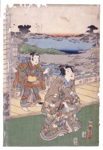 Man uit hogere klasse en jongen (drieluik) door School Japanese