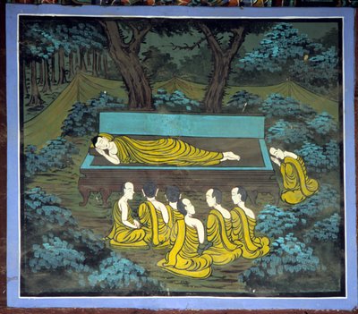 Boeddha en zijn leerlingen. Fresco in Yongju Tempel, Suwon regio, Korea. door School Korean