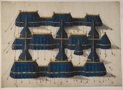 Ontwerp voor een koninklijk paviljoen in blauw en goud, ca. 1520 door School Netherlandish