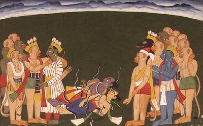 Rama en Lakshmana aangevallen met nagapasa, uit de 
