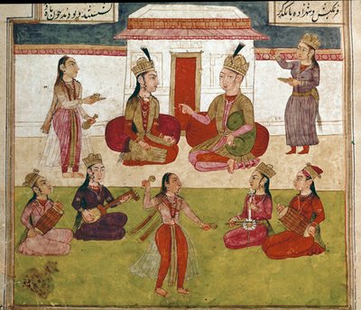 Islamitische kunst: concert en vermaak in een harem door School Persian