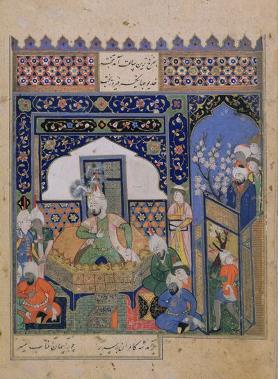 Timur op de troon in Balkh, Perzisch door School Persian