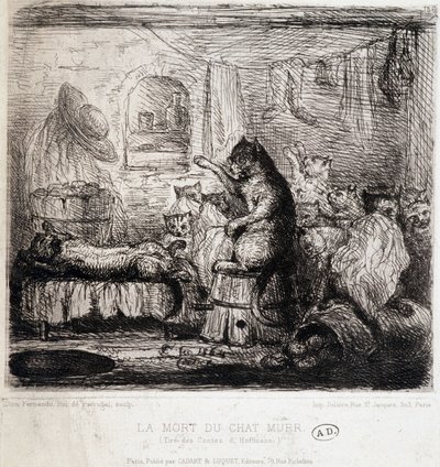 De Dood van de Kat Murr (uit de verhalen van Hoffmann) - Tekening, Portugal door School Portuguese