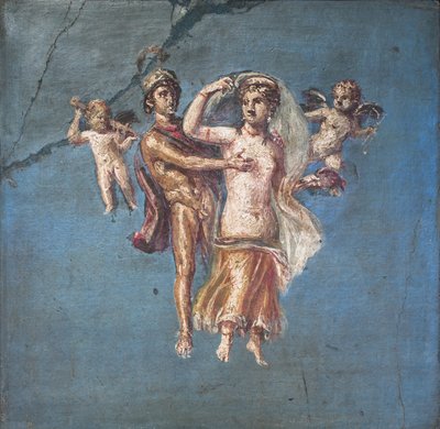 Mars en Venus op een blauwe achtergrond, Herculaneum door School Roman