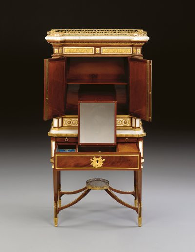Een Russische ormolu-gemonteerde witte marmeren en mahonie bonheur du jour, ca. 1790 door School Russian