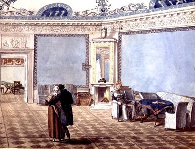 Neoklassieke blauwe tekenkamer in Sint-Petersburg door School Russian