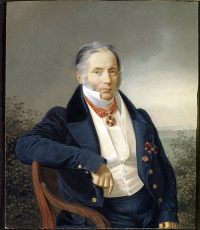 Portret van schilder Alexander Sauerweld (1782-1844) door School Russian