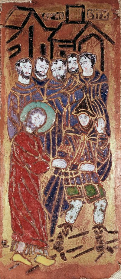 Russische kunst: de beklimming naar de Calvarieberg van Christus (het dragen van het kruis of de kruisweg) door School Russian
