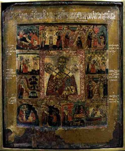 Sint-Nicolaas en scènes uit het leven van de heilige door School Russian
