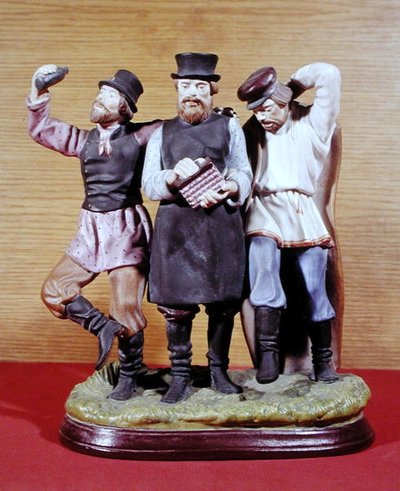 Drie dronken Moujiks, gemaakt door de Gardner-fabriek, Moskou, c.1860-70 door School Russian