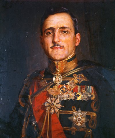 Koning Alexander I van Joegoslavië (olieverf op doek) door School Serbian