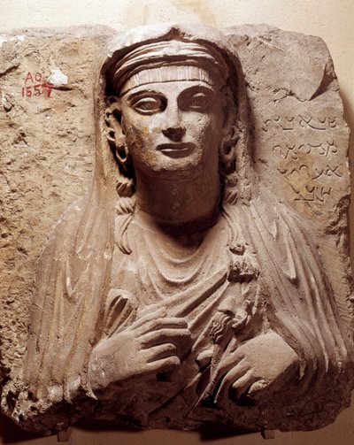 Oosterse oudheid: grafbuste van Saba. Uit Palmyra. 2e-3e eeuw. Parijs, Louvre Museum door School Syrian