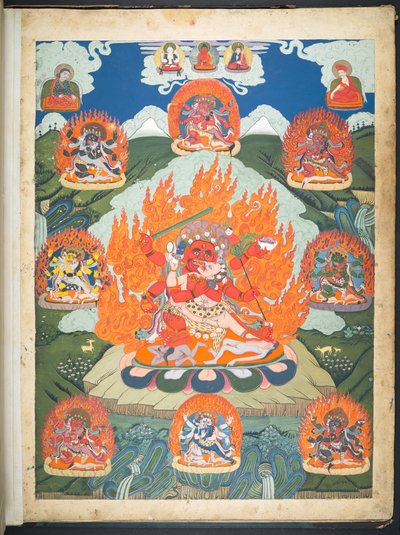 Een van 12 tekeningen die Tibetaanse godheden afbeelden door een Tibetaanse kunstenaar, waarschijnlijk in Lhasa, ca. 1800 door School Tibetan
